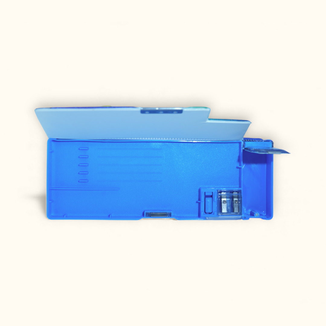 Blue 3D Astronaut Pencil Case with Multiple Compartments.