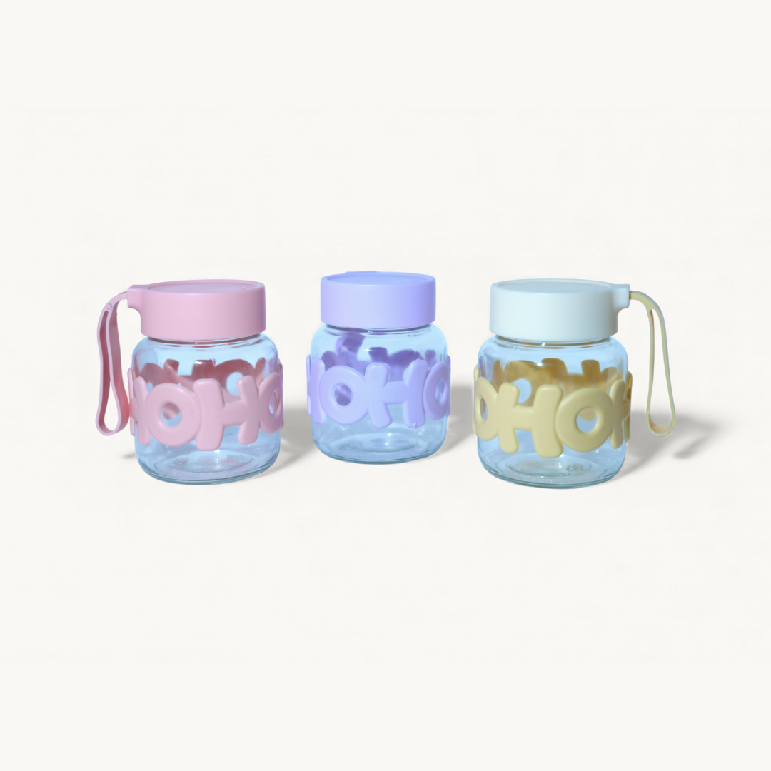 Pack of 2 Mini Glass Jar Bottle. Random Color with 250ml.