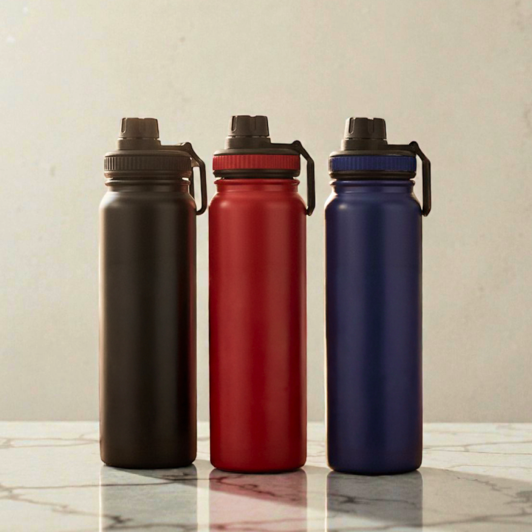 Stainless Steel Double Walled Insulated Water Bottle, 1000ml. 8hrs Hot and 24hrs Cold, Pack of 1.