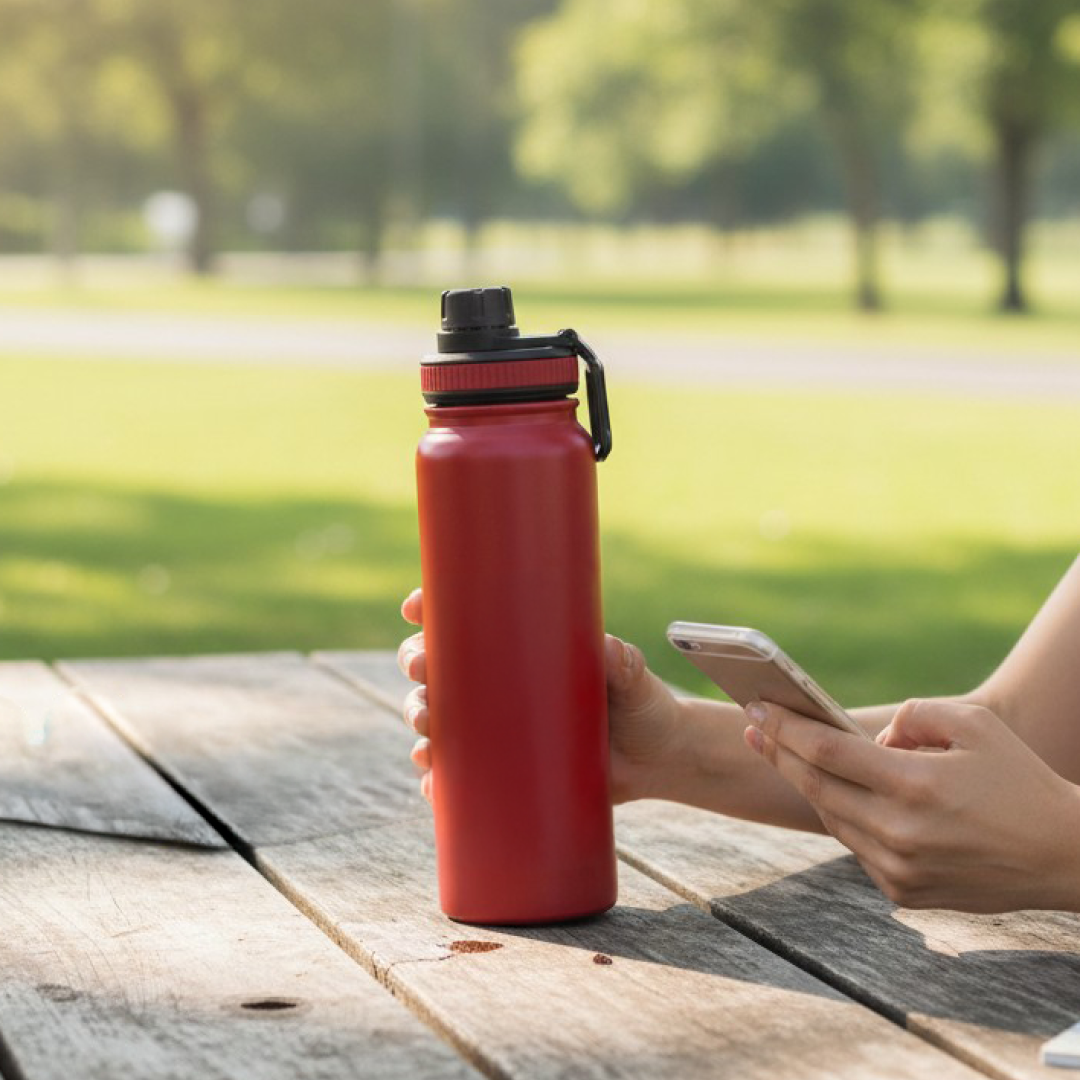 Stainless Steel Double Walled Insulated Water Bottle, 1000ml. 8hrs Hot and 24hrs Cold, Pack of 1.