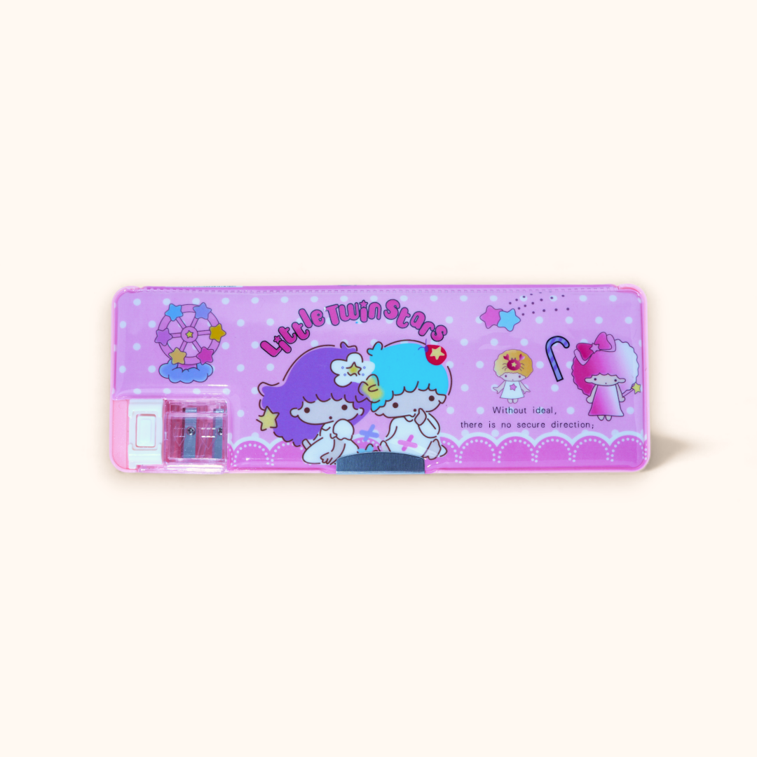 Pink Multi-Compartment Pencil Box - Little Twin Stars