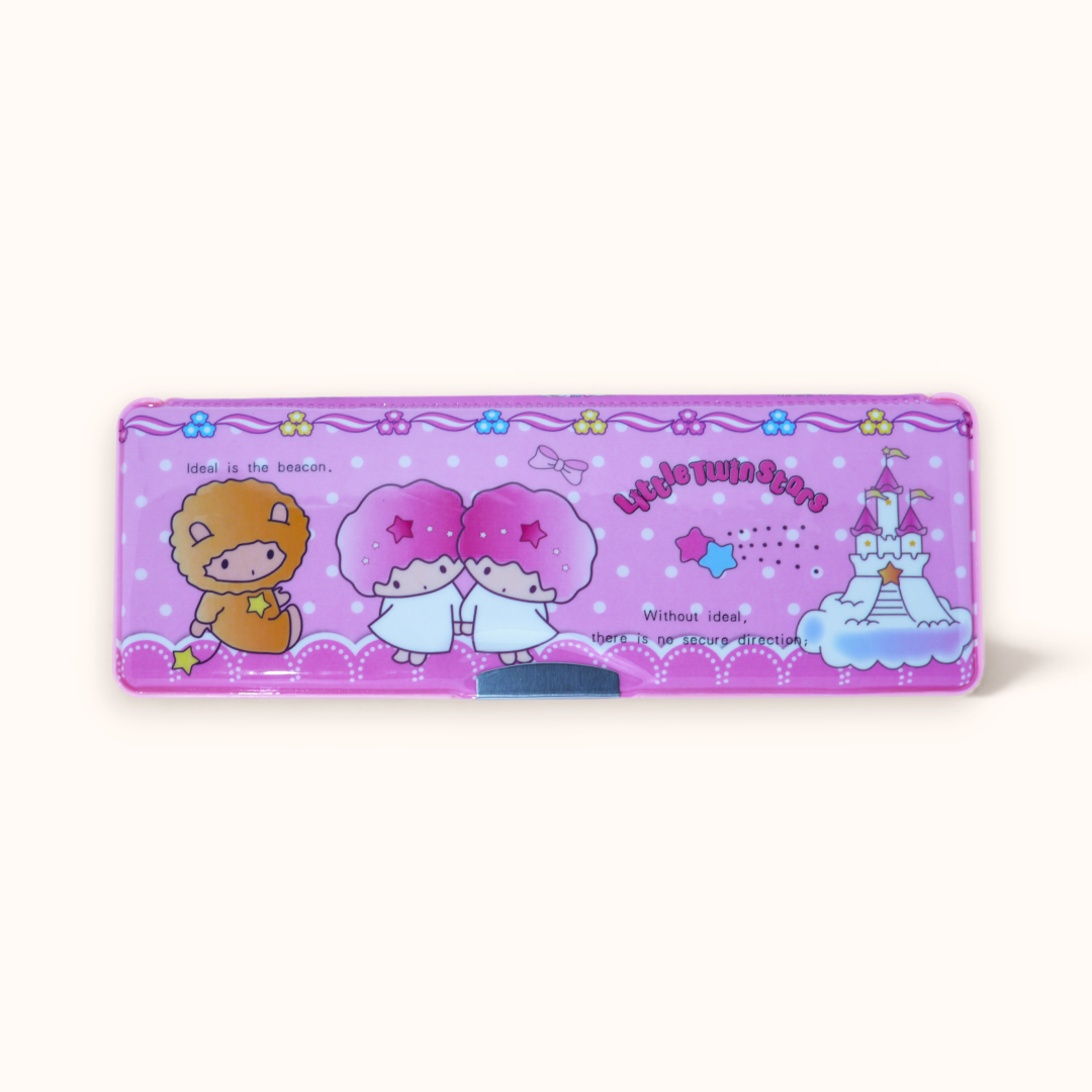 Pink Multi-Compartment Pencil Box - Little Twin Stars