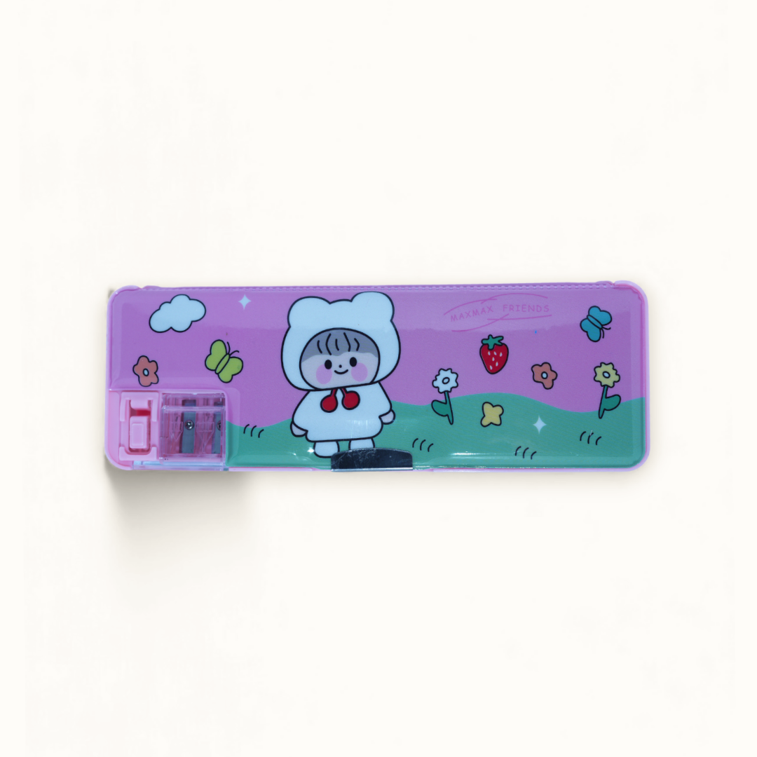 Multi-Compartment Pencil Box - Pink Cute Girl