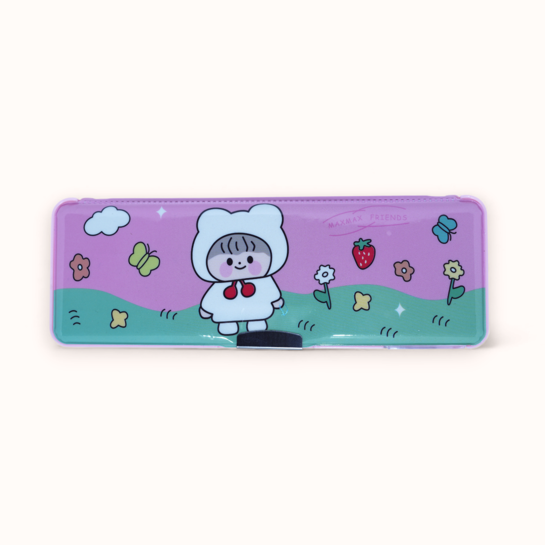 Multi-Compartment Pencil Box - Pink Cute Girl