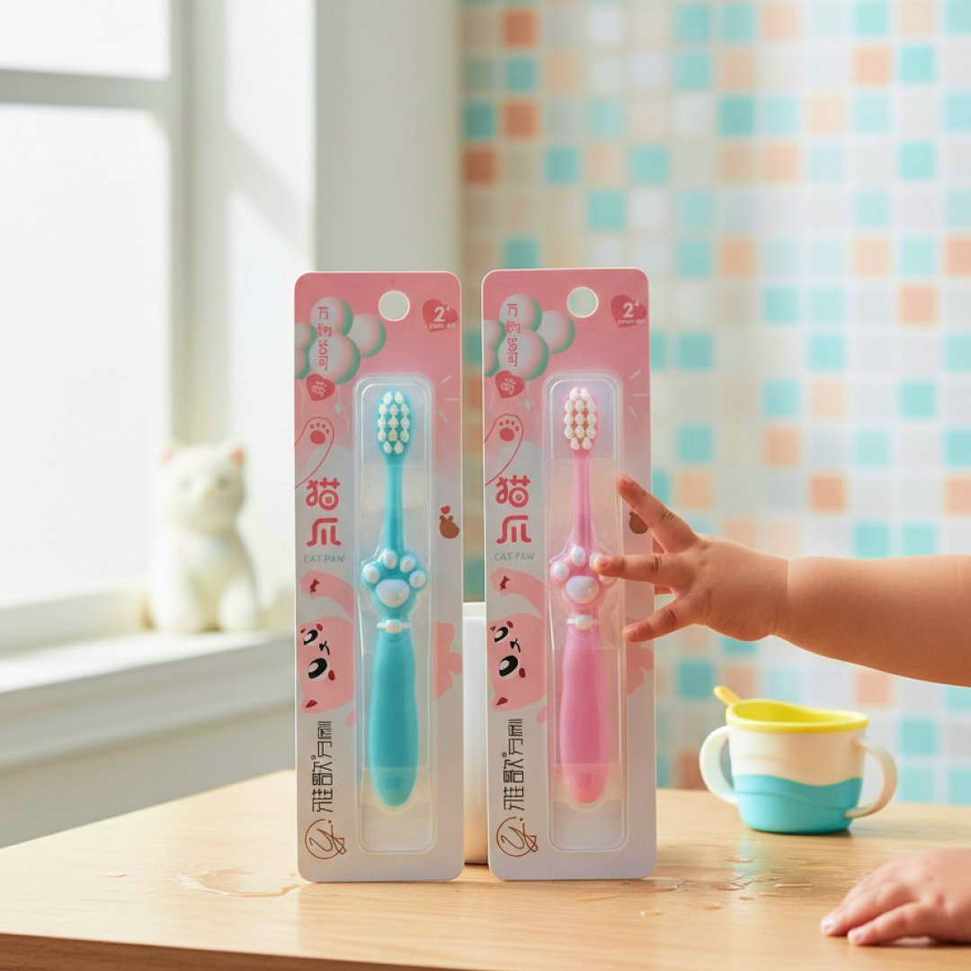 Cute Cat Paw Kids’ Toothbrush (2+ Years) - Single Brush