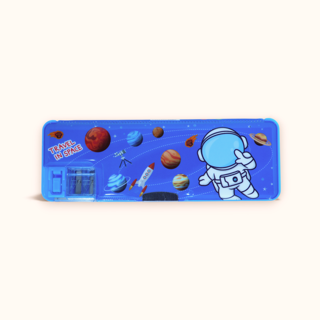 Multi-Compartment Pencil Box - Blue Astronaut
