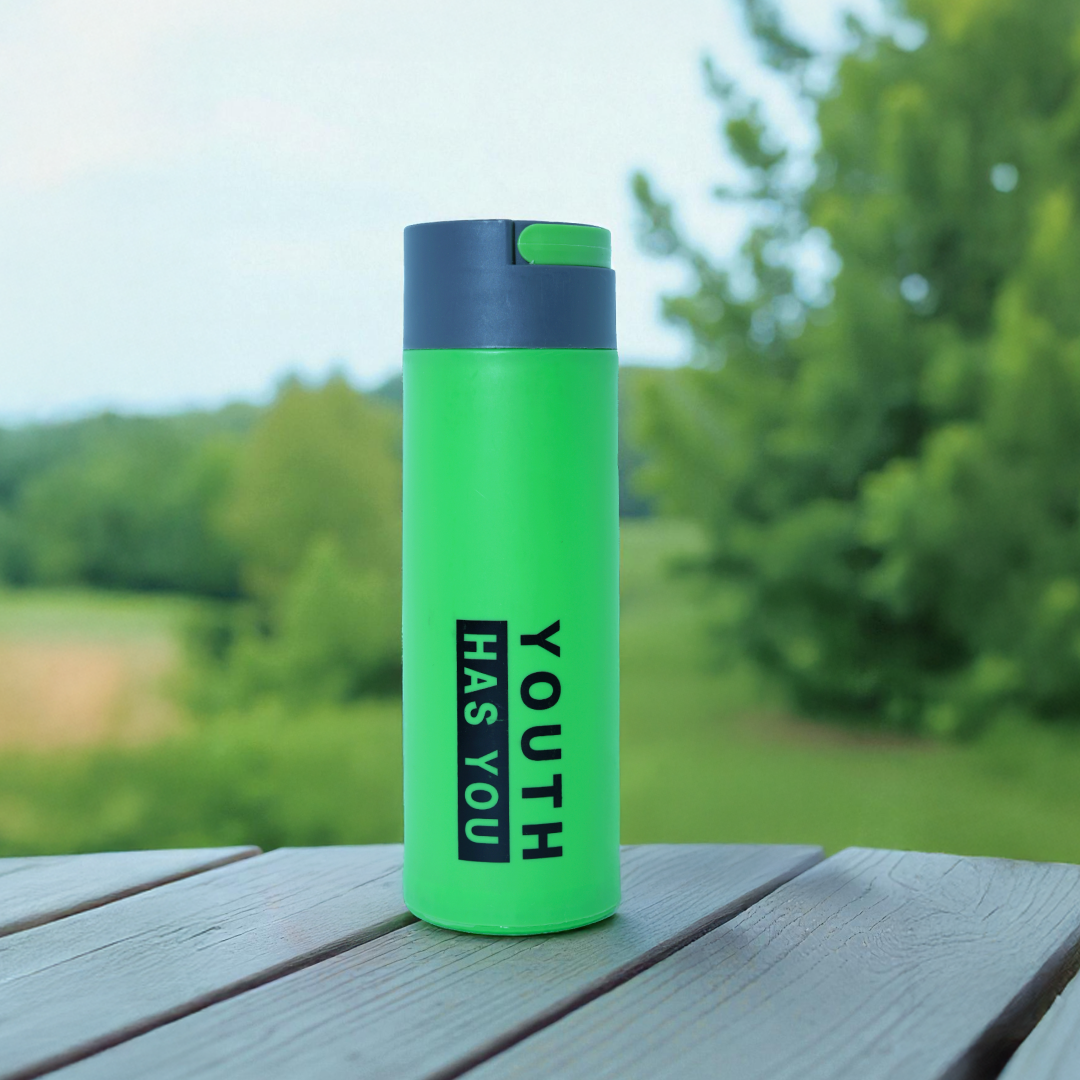 Youth Glass Bottle with Plastic Body. 450ml Random Color with Pack 1.